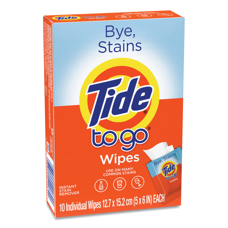 Tide To Go Instant Stain Remover Wipes, 6 x 5, Scented, 10/Box, 12 Boxes/Carton
