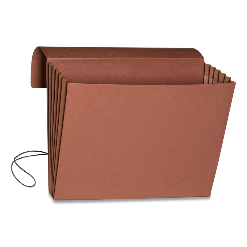 Smead Extra-Wide Expanding Wallets with Elastic Cord, 5.25" Expansion, 1 Section, Elastic Cord Closure, Letter Size, Redrope