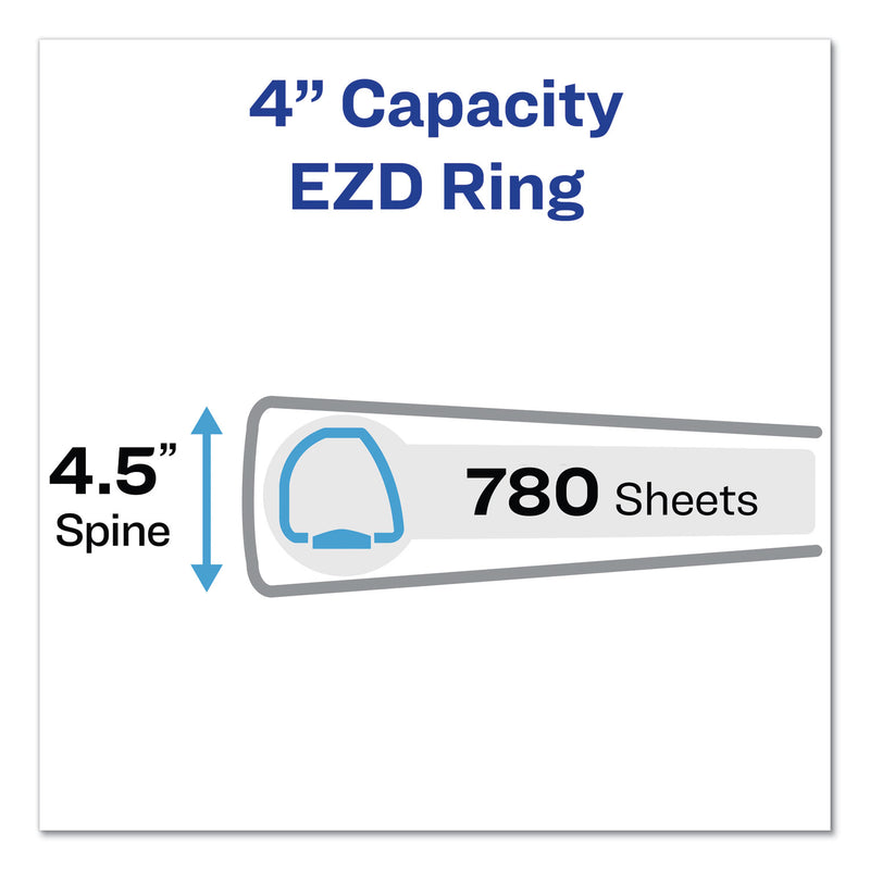 Avery Durable View Binder with DuraHinge and EZD Rings, 3 Rings, 4" Capacity, 11 x 8.5, White, (9801)