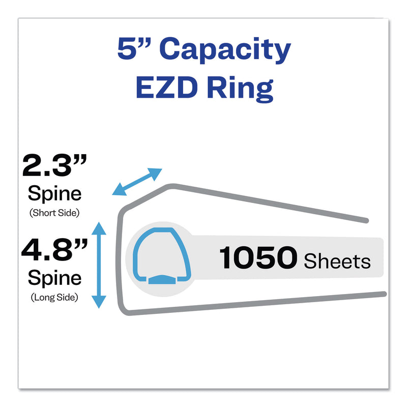 Avery Durable View Binder with DuraHinge and EZD Rings, 3 Rings, 5" Capacity, 11 x 8.5, Black, (9900)