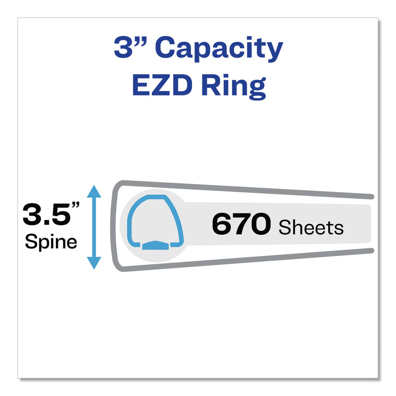 Avery Durable Non-View Binder with DuraHinge and EZD Rings, 3 Rings, 3" Capacity, 11 x 8.5, Black, (8702)