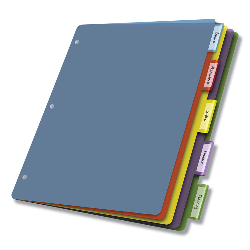 Cardinal Poly Index Dividers, 5-Tab, 11 x 8.5, Assorted, 4 Sets