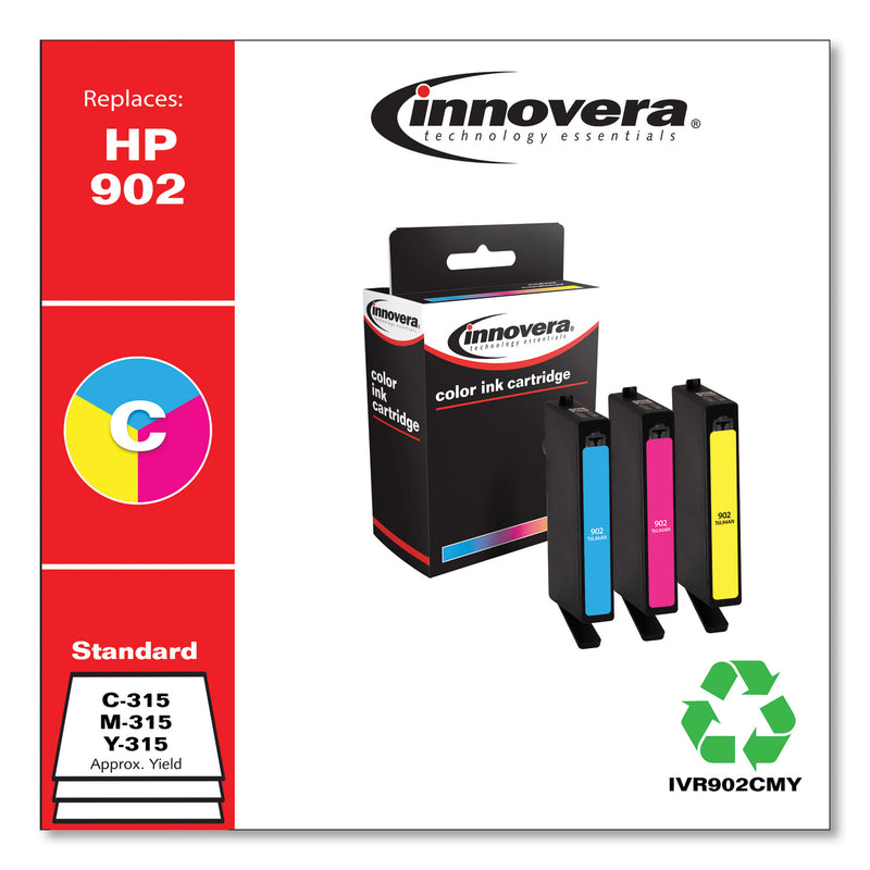 Innovera Remanufactured Cyan/Magenta/Yellow Ink, Replacement for 902 (T0A38AN), 315 Page-Yield