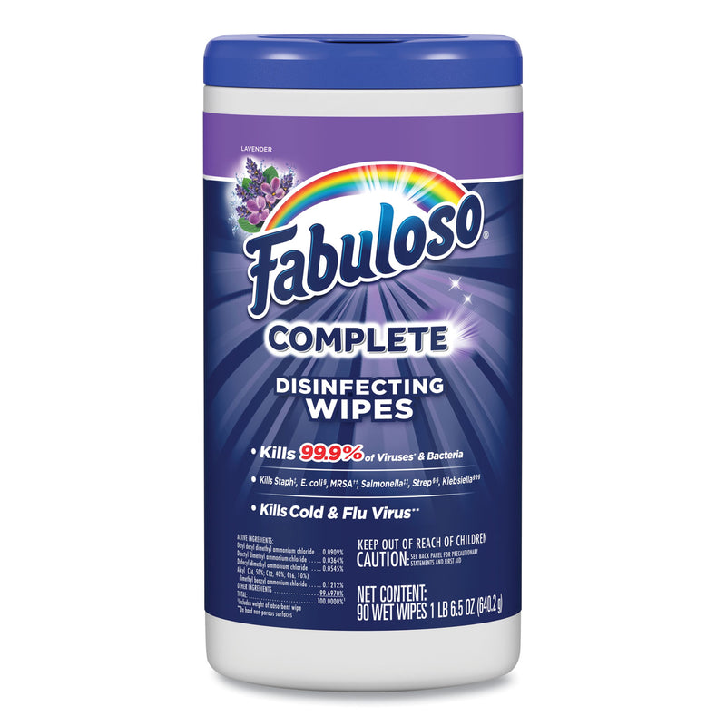 Fabuloso Multi Purpose Wipes, 7 x 7, Lavender, 90/Canister, 4 Canisters/Carton