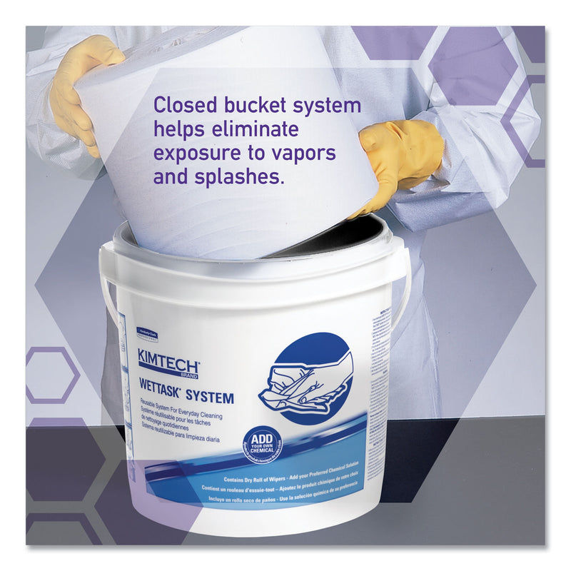WypAll Power Clean Wipers for Disinfectants, Sanitizers,Solvents WetTask Customizable Wet Wipe System, 140/Roll, 6 Rolls/1 Bucket/CT
