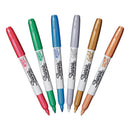 Sharpie Metallic Fine Point Permanent Markers, Fine Bullet Tip, Blue-Green-Red, 6/Pack
