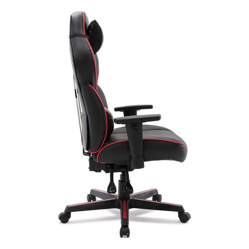 Alera Racing Style Ergonomic Gaming Chair, Supports 275 lb, 15.91" to 19.8" Seat Height, Black/Red Trim Seat/Back, Black/Red Base