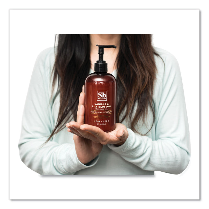 Soapbox Hand Soap, Vanilla and Lily Blossom, 12 oz Pump Bottle, 3/Box