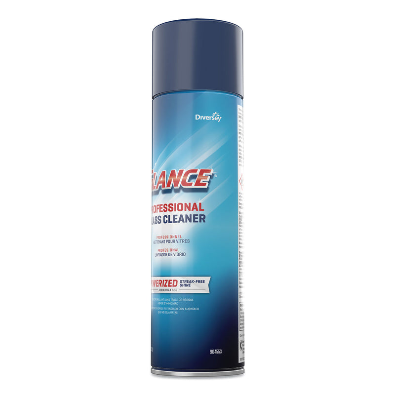 Diversey Glance Powerized Glass and Surface Cleaner, Ammonia Scent, 19 oz Aerosol Spray, 12/Carton