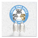 Tabbies BeSafe Messaging Education Floor Signs, Leave Some Space; Stay At Arms Length; Be Safe, 12" dia, White/Blue, 6/Pack