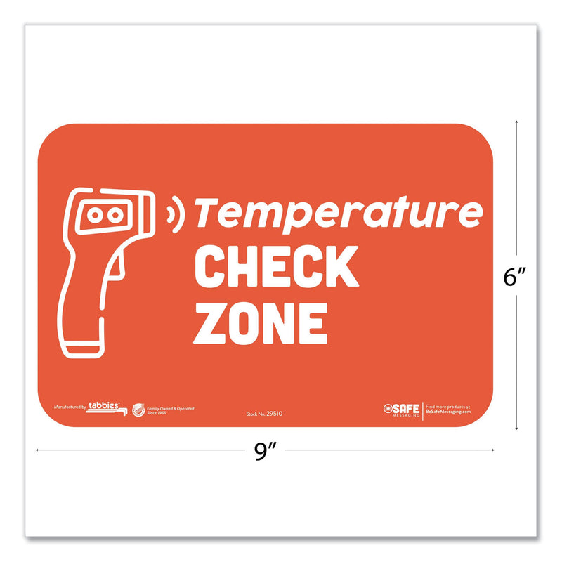 Tabbies BeSafe Messaging Education Wall Signs, 9 x 6,  "Temperature Check Zone", 3/Pack