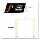 Tabbies BeSafe Messaging Table Top Tent Card, 8 x 3.87, Sorry! Area Closed Thank You For Keeping A Safe Distance, Black, 100/Carton