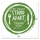 Tabbies BeSafe Messaging Floor Decals, Be Smart Stand Apart; Knife/Fork; Thank You, 12" Dia., Green/White, 60/Carton