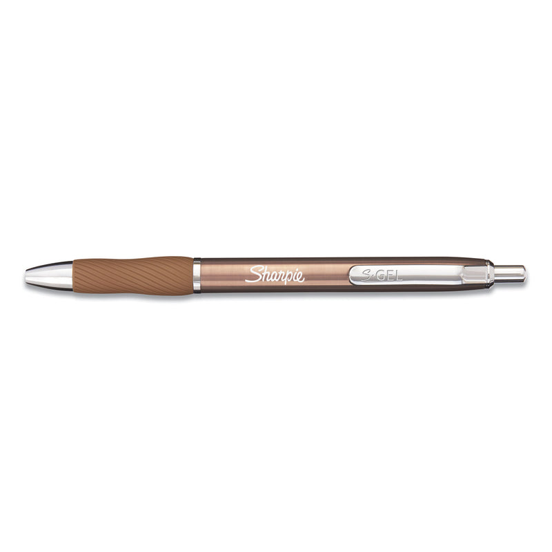 Sharpie S-Gel Premium Metal Barrel Gel Pen, Retractable, Medium 0.7 mm, Black Ink, Champagne Barrel, Dozen