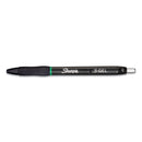 Sharpie S-Gel High-Performance Gel Pen, Retractable, Medium 0.7 mm, Green Ink, Black Barrel, Dozen