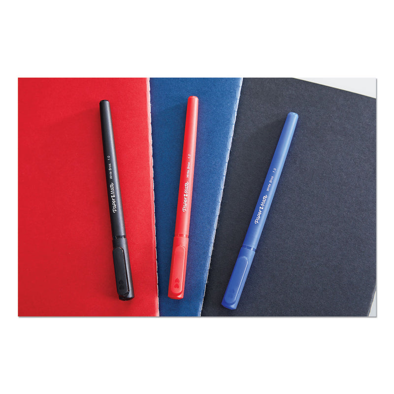 Paper Mate Write Bros. Grip Ballpoint Pen, Stick, Medium 1 mm, Blue Ink, Blue Barrel, Dozen