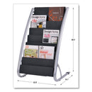 Alba Literature Floor Rack, 16 Pocket, 23w x 19.67d x 36.67h, Silver Gray/Black