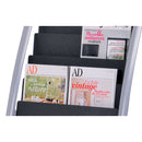 Alba Literature Floor Rack, 16 Pocket, 23w x 19.67d x 36.67h, Silver Gray/Black