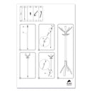 Alba Cafe Wood Coat Stand, Ten Peg/Five Hook, 21.67w x 21.67d x 69.33h, Espresso Brown