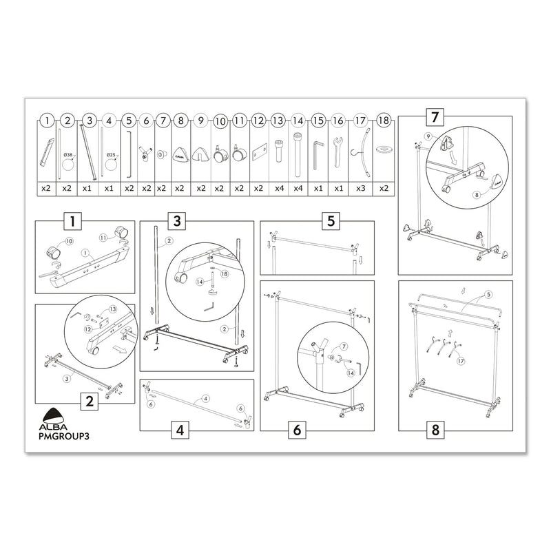 Alba Large Capacity Garment Rack, 63.5w x 21.25d x 67.5h, Black/Silver