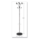 Alba Chromy Coat Stand, 12 Knobs, 16w x 16d x 70.5h, Chrome/Black