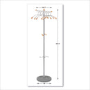 Alba Wavy Coat Tree, Six Hangers/Two Knobs/Four Hooks, 18.88w x 14d x 68.5h, Silver/Wood