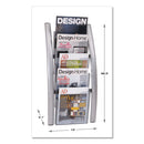 Alba Wall Literature Display, 13w x 3.5d x 28.5h, Silver Gray/Translucent