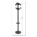 Alba Stan3 Steel Coat Rack, Stand Alone Rack, Eight Knobs, 15w x 15d x 69.3h, Black