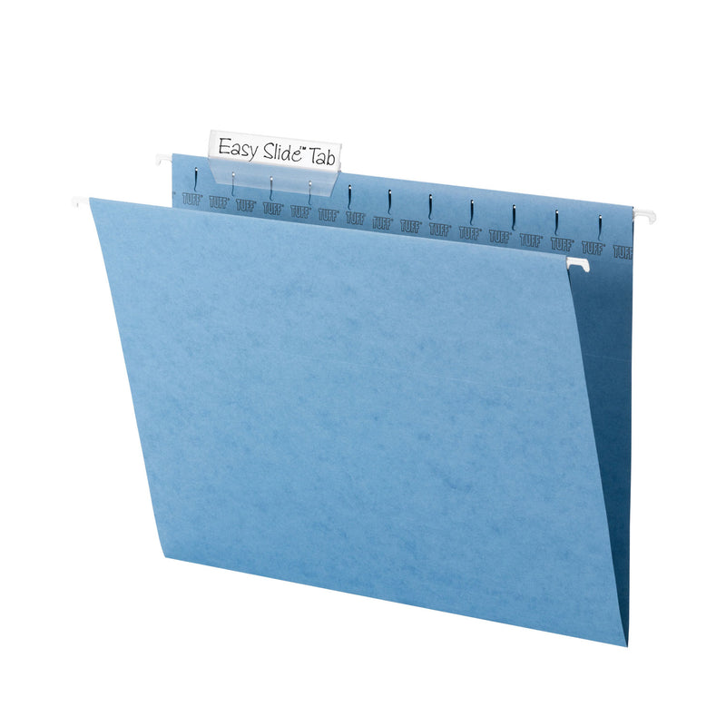 Smead TUFF Hanging Folders with Easy Slide Tab, Letter Size, 1/3-Cut Tabs, Blue, 18/Box