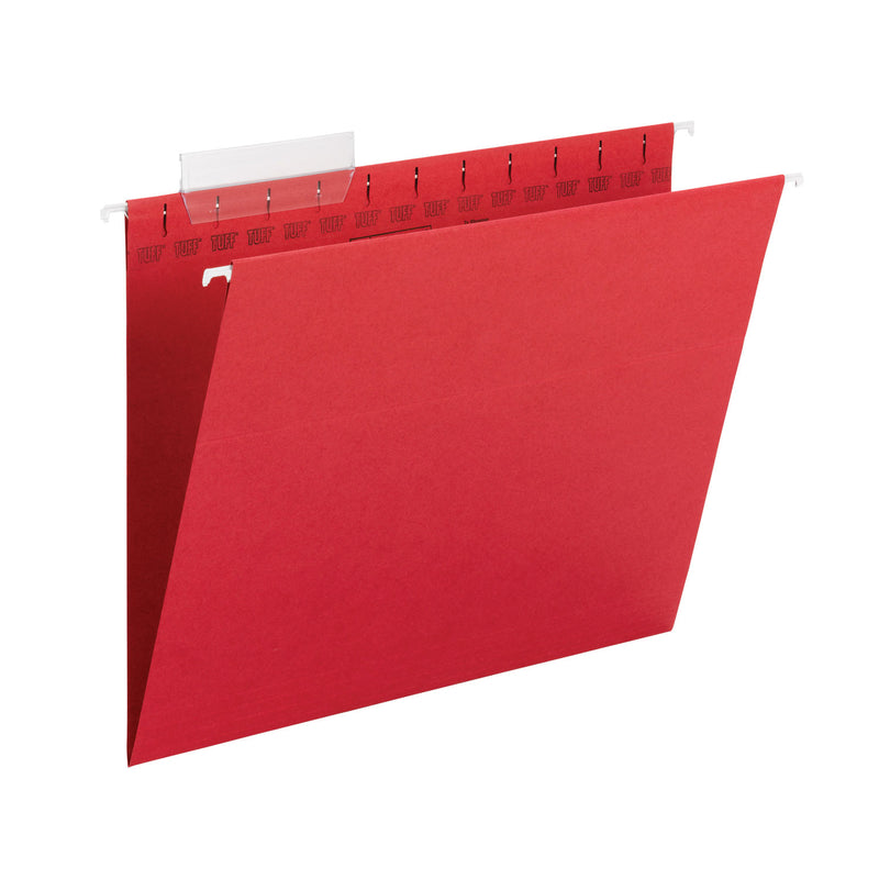 Smead TUFF Hanging Folders with Easy Slide Tab, Letter Size, 1/3-Cut Tabs, Red, 18/Box