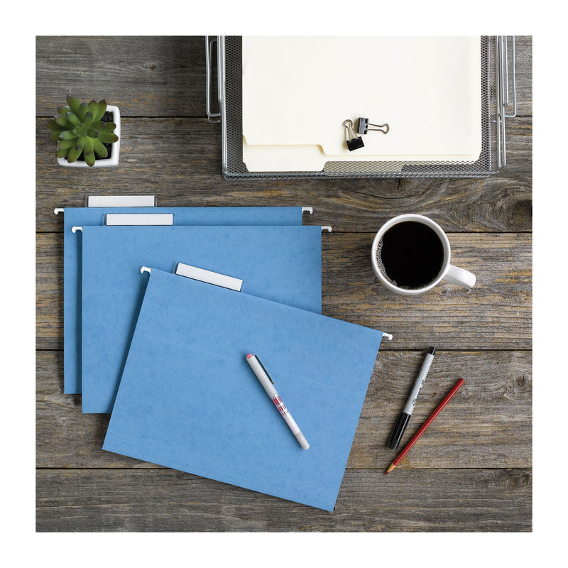 Smead TUFF Hanging Folders with Easy Slide Tab, Letter Size, 1/3-Cut Tabs, Blue, 18/Box