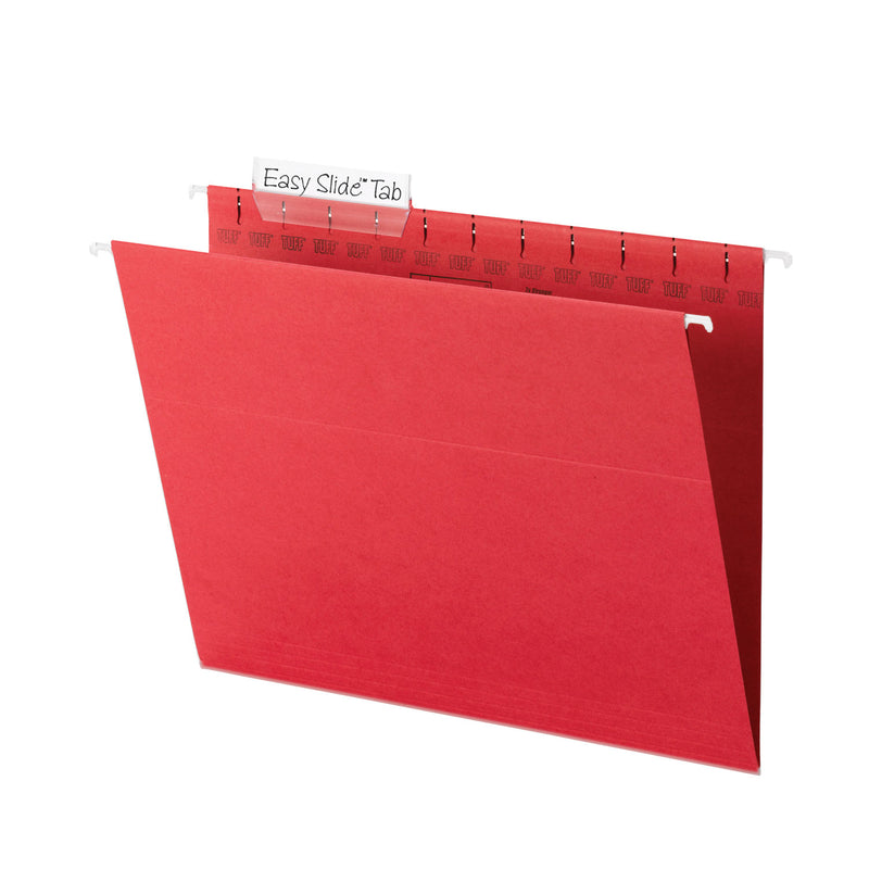 Smead TUFF Hanging Folders with Easy Slide Tab, Letter Size, 1/3-Cut Tabs, Red, 18/Box