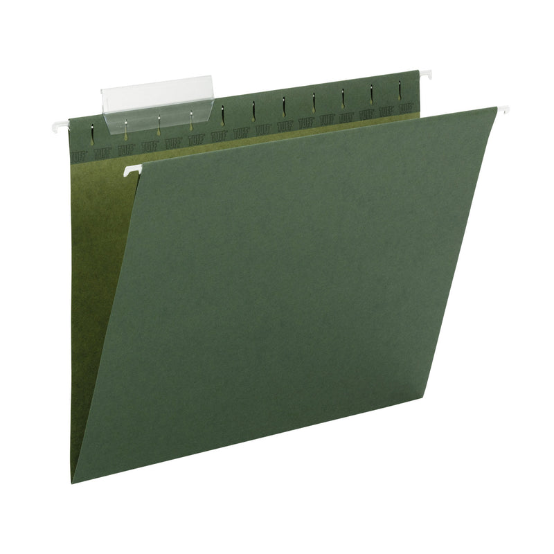Smead TUFF Hanging Folders with Easy Slide Tab, Letter Size, 1/3-Cut Tabs, Standard Green, 20/Box