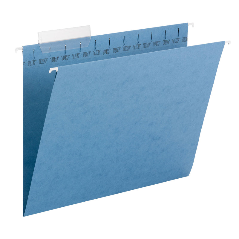 Smead TUFF Hanging Folders with Easy Slide Tab, Letter Size, 1/3-Cut Tabs, Blue, 18/Box
