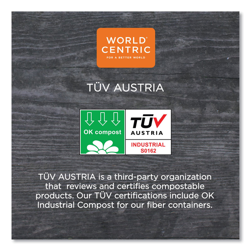 World Centric Fiber Hinged Containers, 3-Compartments, 9 x 9 x 3, Natural, Paper, 300/Carton