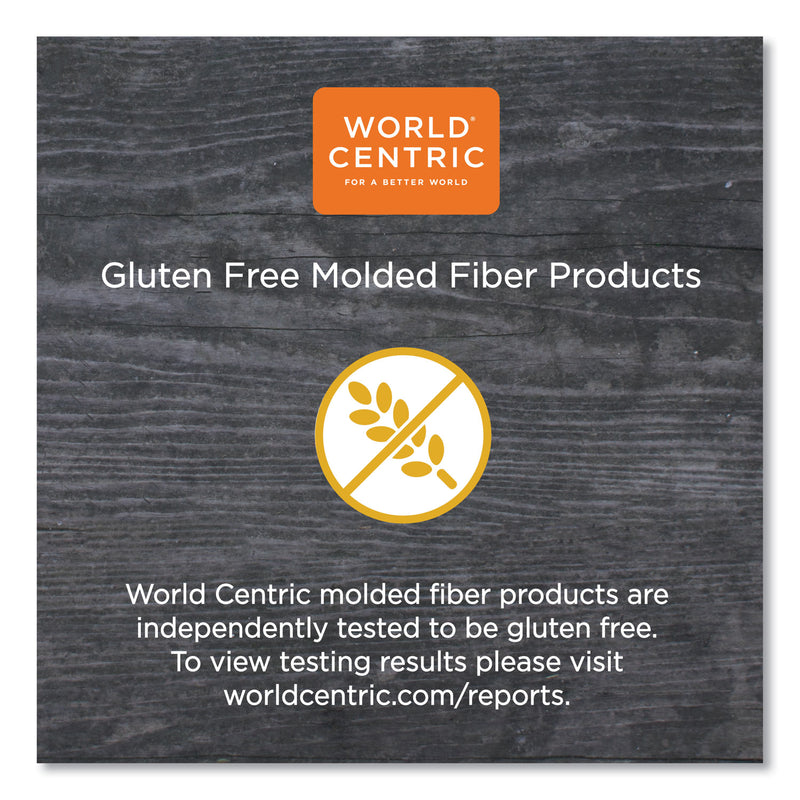 World Centric Fiber Hinged Containers, 3-Compartment, 8 x 8 x 3, Natural, Paper, 300/Carton