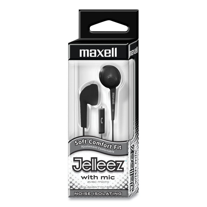 Maxell Jelleez Earbuds, 4 ft Cord, Black