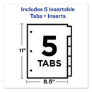 Avery Insertable Big Tab Plastic Dividers, 5-Tab, 11 x 8.5, Clear, 1 Set