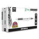 Zebra Z-Grip Ballpoint Pen, Retractable, Medium 0.7 mm, Black Ink, Black Tinted Barrel, 30/Pack