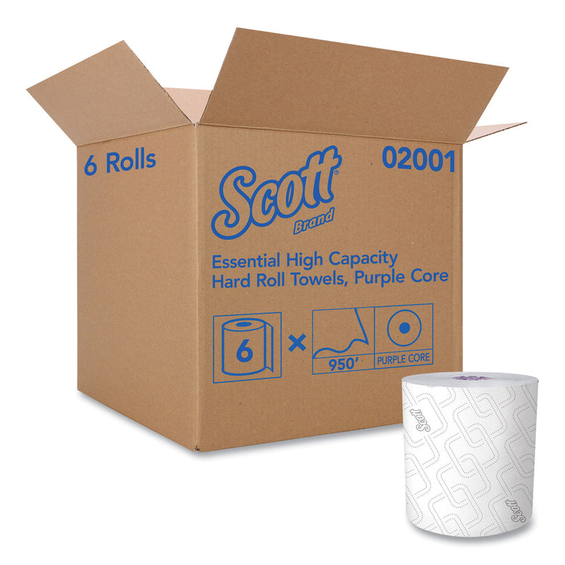 Scott Essential High Capacity Hard Roll Towel, White, 8" x 950 ft, 6 Rolls/Carton