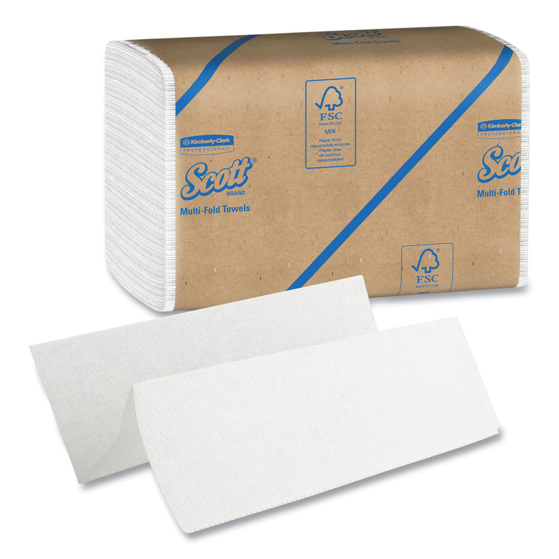 Scott Essential Multi-Fold Towels 100% Recycled, 9.2  x 9.4, White, 250/Pack, 16 Pack/Carton