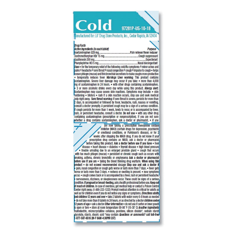 Lil' Drugstore Severe Cold Tablets, Refill Pack, Two Tablets/Packet, 50 Packets/Box