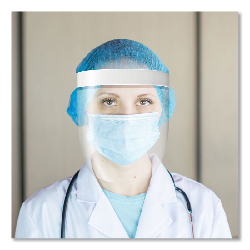 deflecto Disposable Face Shield, 13 x 10, Clear, 100/Carton