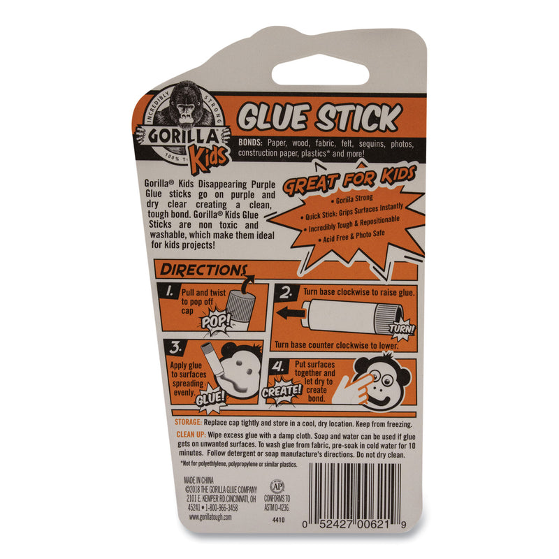 Gorilla School Glue Sticks, 0.21 oz/Stick, Dries Clear, 12 Sticks/Box