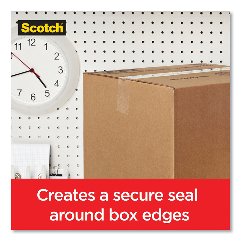 Scotch Box Lock Shipping Packaging Tape, 1.5" Core with Dispenser, 1.88" x 22.2 yds, Clear, 6/Pack