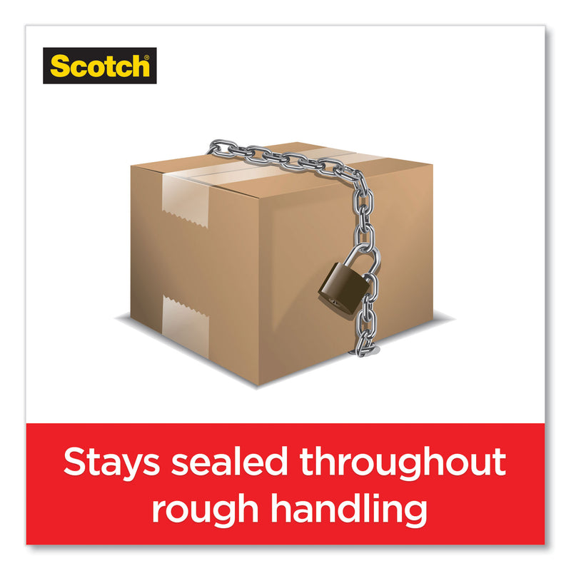 Scotch Box Lock Shipping Packaging Tape with Dispenser, 3" Core, 1.88" x 54.6 yds, Clear, 4/Pack