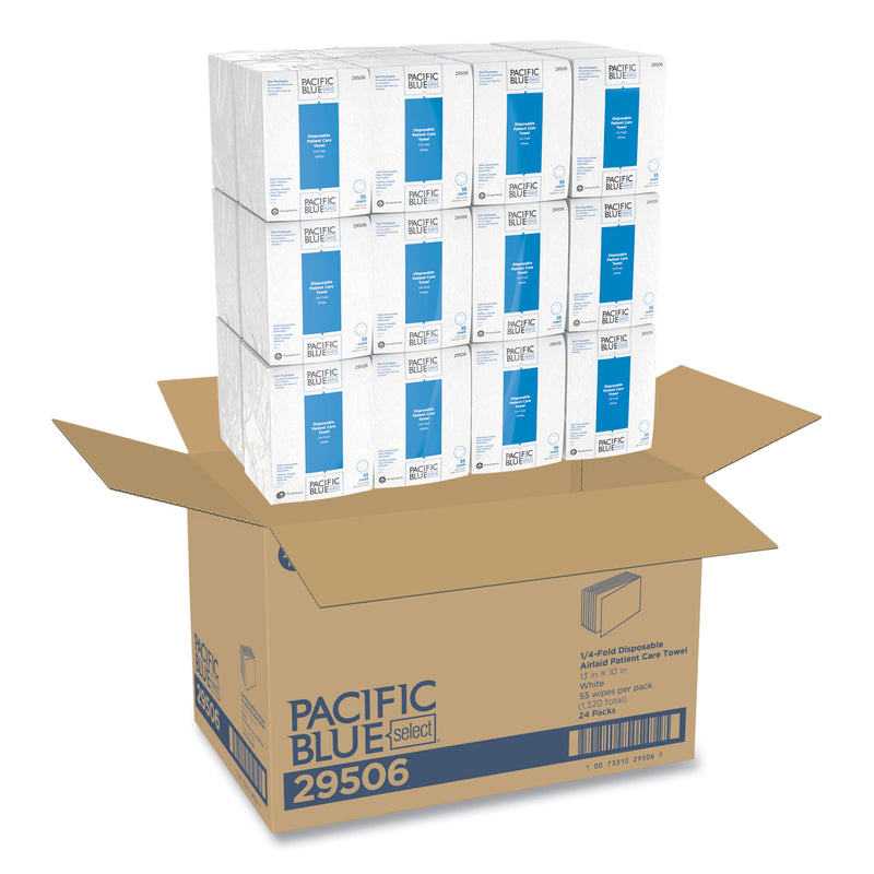 Georgia Pacific Pacific Blue Select Disposable Patient Care Washcloths, 10 x 13, White, 55/Pack, 24 Packs/Carton