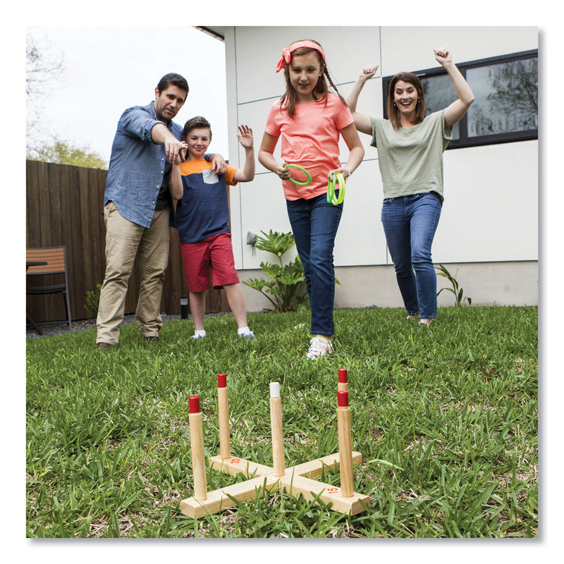 Champion Sports Ring Toss Set, Plastic/Wood, Assorted Colors, 5 Pegs, 4 Rings