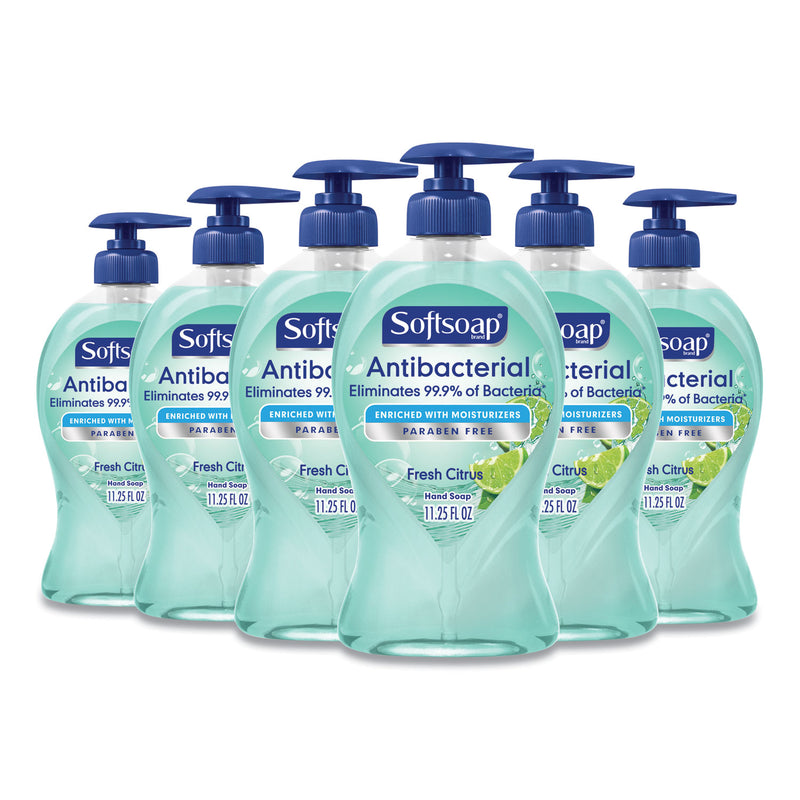 Softsoap Antibacterial Hand Soap, Fresh Citrus, 11.25 oz Pump Bottle, 6/Carton