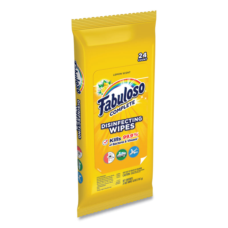 Fabuloso Multi Purpose Wipes, 7 x 7, Lemon, 24/Pack, 12 Packs/Carton